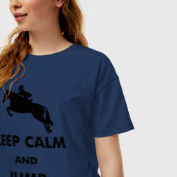 Женская футболка хлопок Oversize Keep Calm - конный спорт - лошади - фото 2