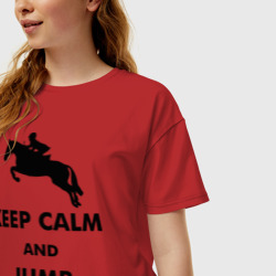 Женская футболка хлопок Oversize Keep Calm - конный спорт - лошади - фото 2