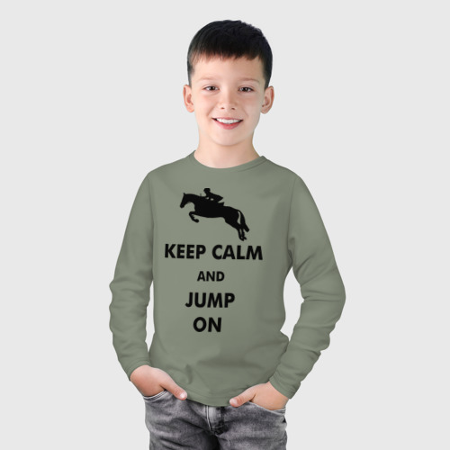 Детский лонгслив хлопок Keep Calm - конный спорт - лошади, цвет авокадо - фото 3