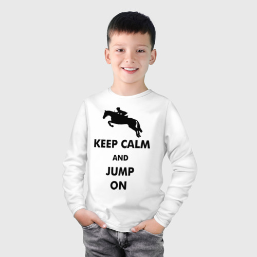 Детский лонгслив хлопок Keep Calm - конный спорт - лошади - фото 3