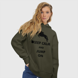 Женское худи Oversize хлопок Keep Calm - конный спорт - лошади - фото 2