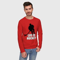 Мужской лонгслив хлопок Life is hockey Хоккей - это жизнь - фото 2