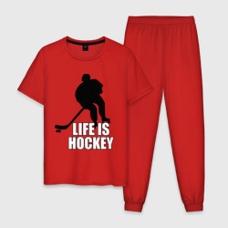 Мужская пижама хлопок Life is hockey Хоккей - это жизнь