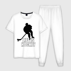 Мужская пижама хлопок Life is hockey Хоккей - это жизнь