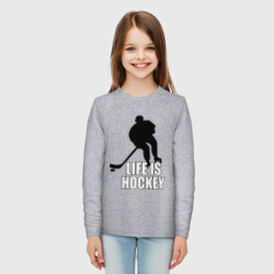 Детский лонгслив хлопок Life is hockey Хоккей - это жизнь - фото 2