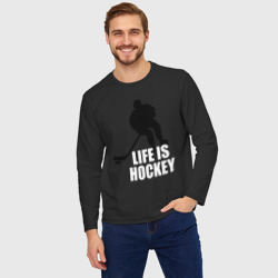 Мужской лонгслив oversize хлопок Life is hockey Хоккей - это жизнь - фото 2