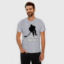 Мужская футболка хлопок Slim Life is hockey Хоккей - это жизнь - фото 2