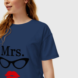 Женская футболка хлопок Oversize Миссис парная - фото 2