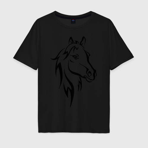 Мужская футболка хлопок Oversize Horse, цвет черный