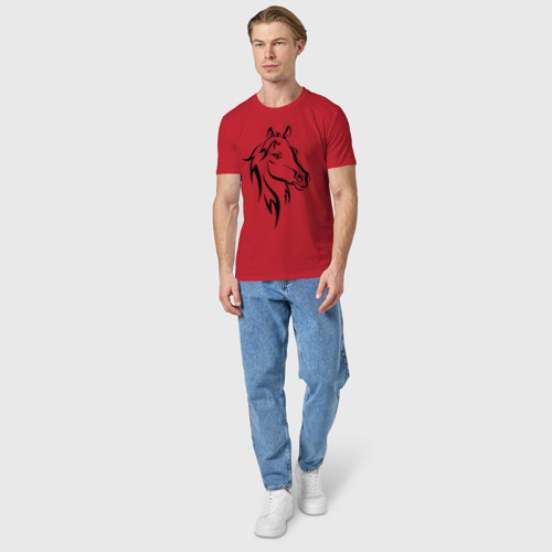 Мужская футболка хлопок с принтом Horse, вид сбоку #3