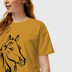 Женская футболка хлопок Oversize Horse - фото 2