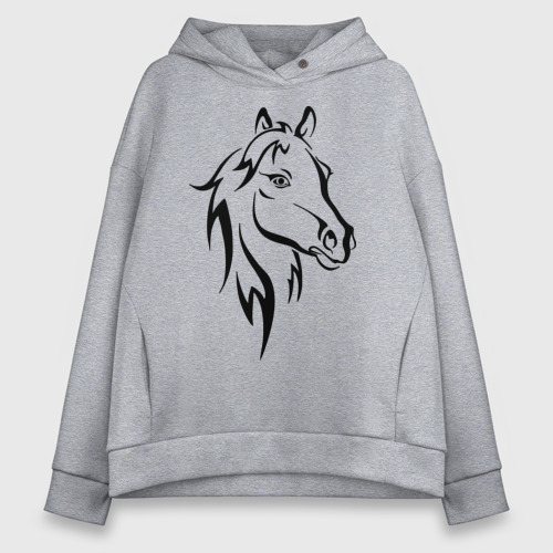 Женское худи Oversize хлопок Horse, цвет меланж