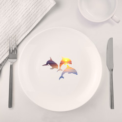 Набор: тарелка + кружка Дельфины на закате - фото 2