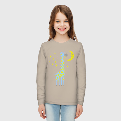 Детский лонгслив хлопок Сказочный жираф, цвет миндальный - фото 5