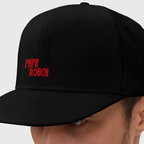 Кепка снепбек с прямым козырьком Love Papa Roach., цвет черный