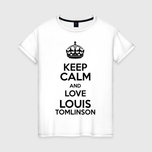 Женская футболка хлопок Keep calm and love Louis Tomlinson, цвет белый