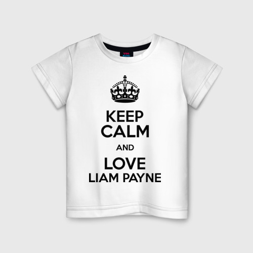 Детская футболка хлопок Keep calm and love Liam Payne, цвет белый