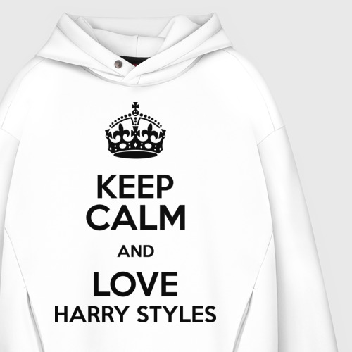 Мужское худи Oversize хлопок Keep calm and love Harry Styles, цвет белый - фото 4