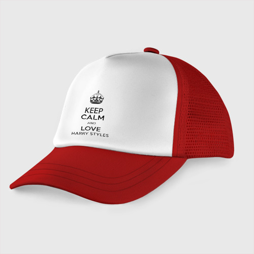 Детская кепка тракер Keep calm and love Harry Styles, цвет красный