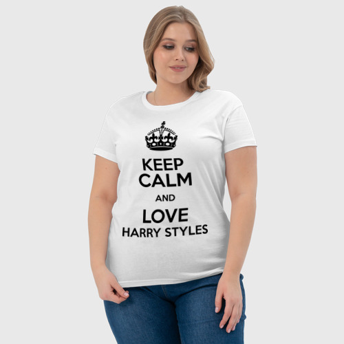 Женская футболка хлопок Keep calm and love Harry Styles, цвет белый - фото 6