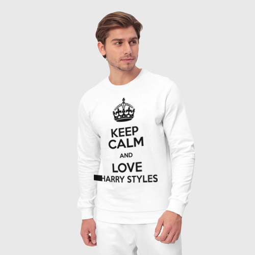 Мужской костюм хлопок Keep calm and love Harry Styles, цвет белый - фото 5