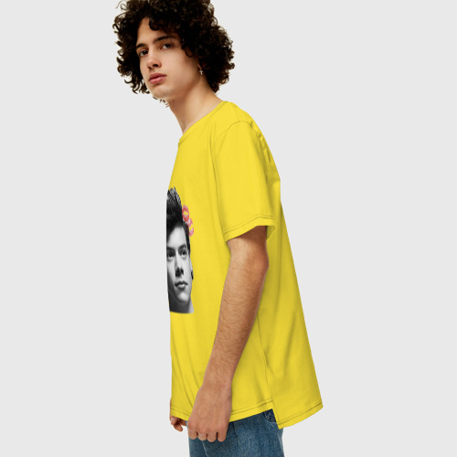 Мужская футболка хлопок Oversize с принтом Harry Styles, вид сбоку #3