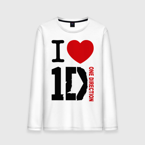 Мужской лонгслив хлопок I love 1D, цвет белый