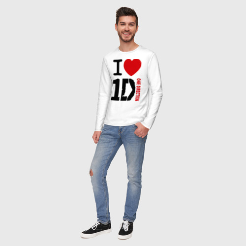 Мужской лонгслив хлопок I love 1D, цвет белый - фото 5