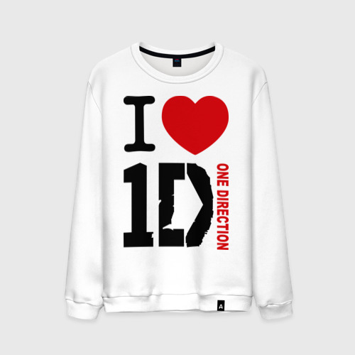 Мужской свитшот хлопок I love 1D, цвет белый