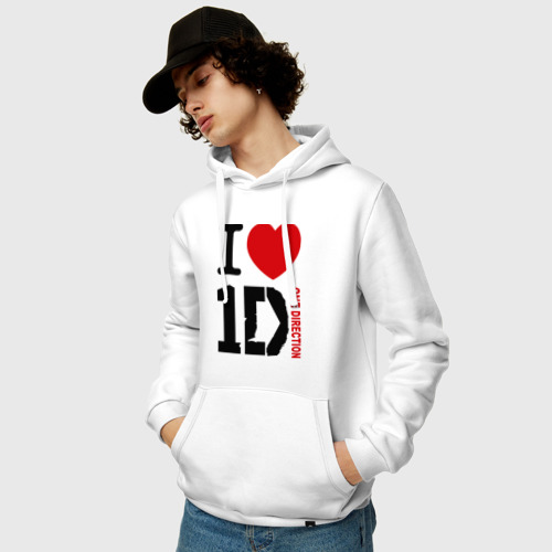 Мужская толстовка хлопок I love 1D, цвет белый - фото 3