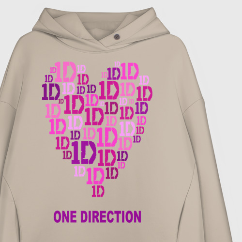 Женское худи Oversize хлопок I love one direction, цвет миндальный - фото 3