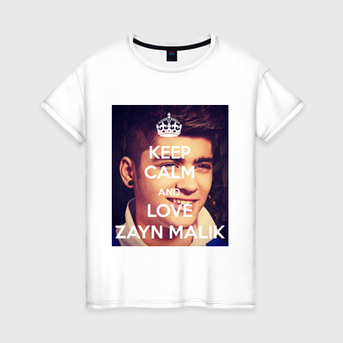 Женская футболка хлопок Keep calm and love Zayn Malik, цвет белый