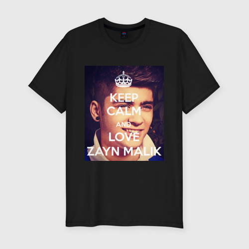 Мужская футболка хлопок Slim Keep calm and love Zayn Malik, цвет черный