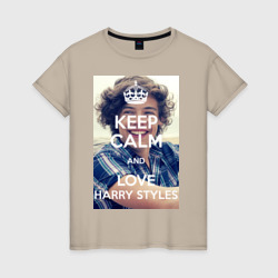 Женская футболка хлопок Keep calm and love Harry Styles