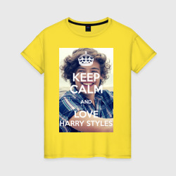 Женская футболка хлопок Keep calm and love Harry Styles