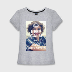 Женская футболка хлопок Slim Keep calm and love Harry Styles