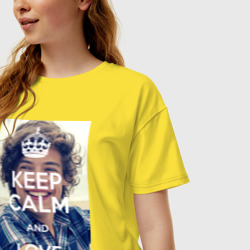 Женская футболка хлопок Oversize Keep calm and love Harry Styles - фото 2