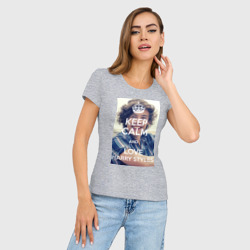 Женская футболка хлопок Slim Keep calm and love Harry Styles - фото 2