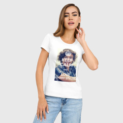 Женская футболка хлопок Slim Keep calm and love Harry Styles - фото 2