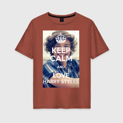 Женская футболка хлопок Oversize Keep calm and love Harry Styles