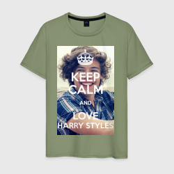 Мужская футболка хлопок Keep calm and love Harry Styles