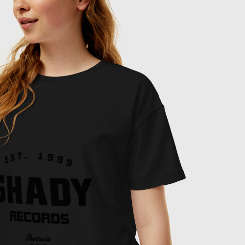 Женская футболка хлопок Oversize Shady records, цвет черный - фото 3