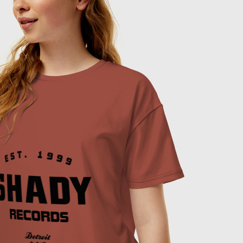 Женская футболка хлопок Oversize Shady records, цвет кирпичный - фото 3