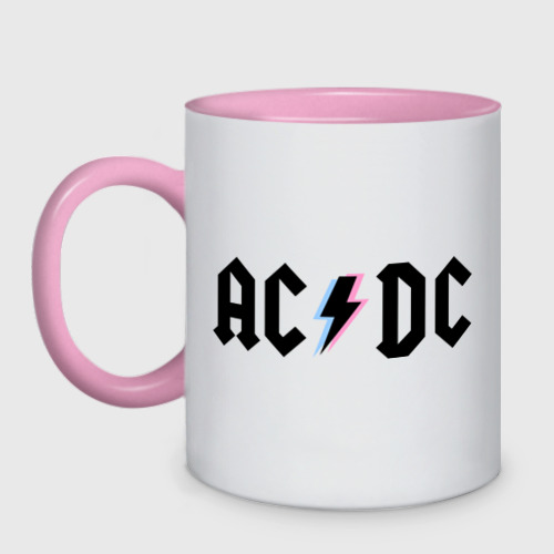 Кружка двухцветная ACDC, цвет белый + розовый