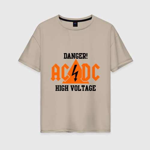 Женская футболка хлопок Oversize с принтом ADCD high voltage, вид спереди #2