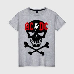 Женская футболка хлопок ACDC skull