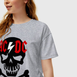 Женская футболка хлопок Oversize ACDC skull - фото 2