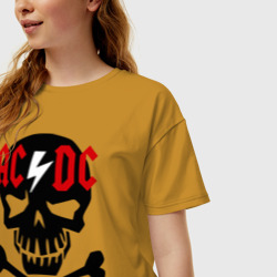 Женская футболка хлопок Oversize ACDC skull - фото 2