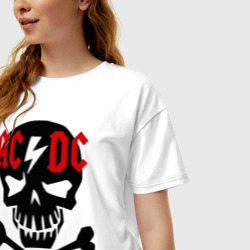 Женская футболка хлопок Oversize ACDC skull - фото 2