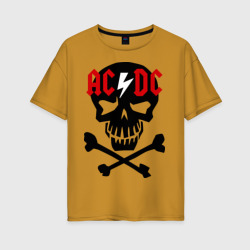 Женская футболка хлопок Oversize ACDC skull